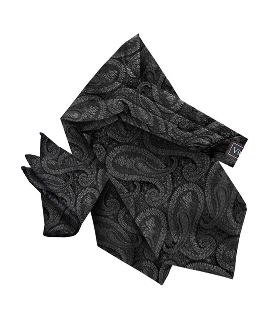 Vittorio Farina Men's Woven Paisley Ascot & Pocket Square