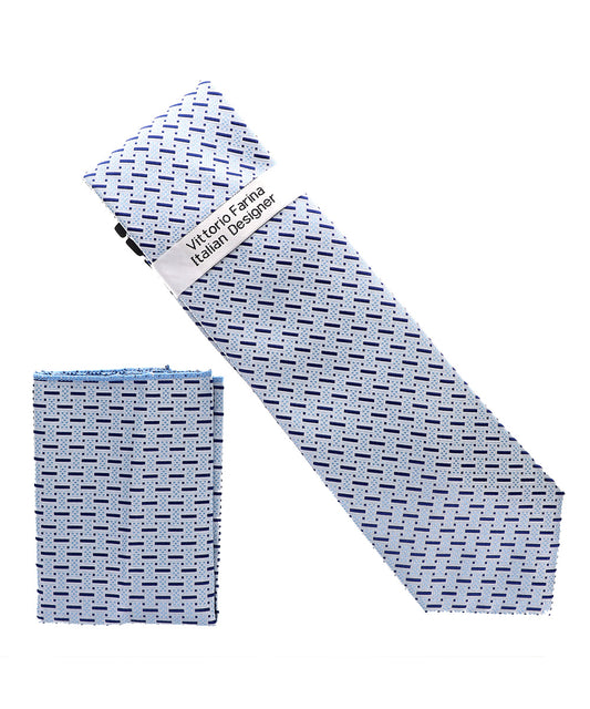 Vittorio Farina Men's Geometric Design Necktie & Pocket Square