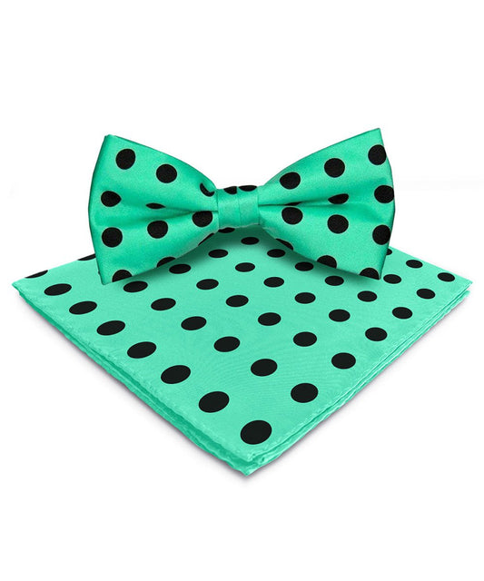 Vittorio Farina Men's Polka Dot Satin Bow Tie & Pocket Square in Gift Box - bh - 0017 - Classy Cufflinks