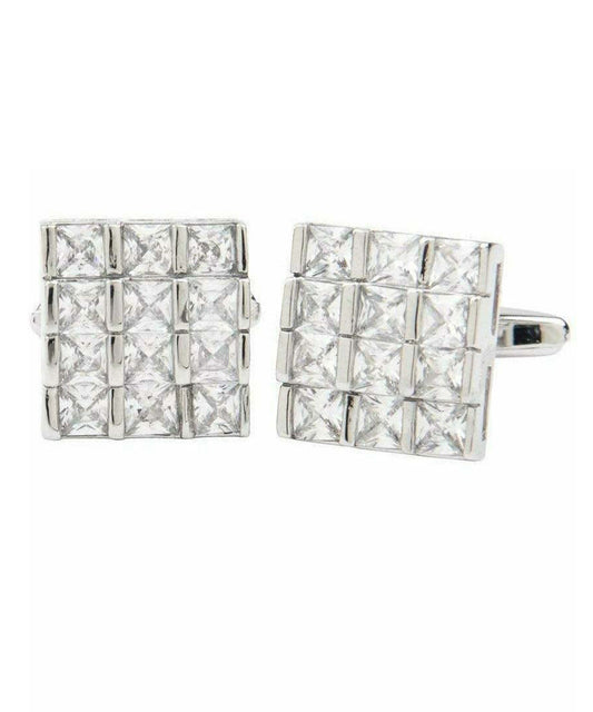 Vittorio Vico Silver Iced Wedding Cufflinks in Gift Box: CL105x Series