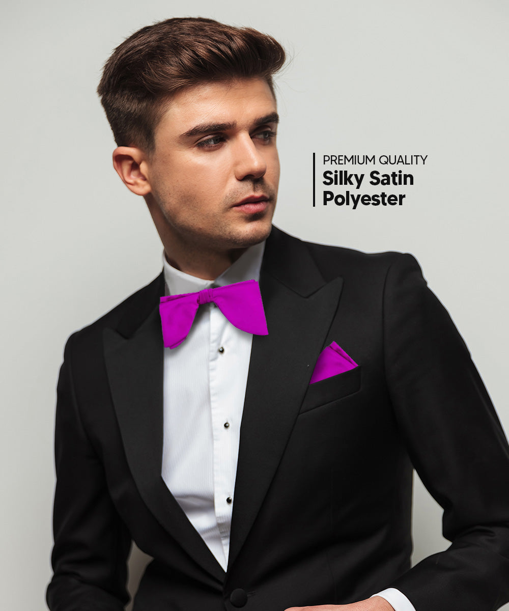 Vittorio Farina Men's Satin Teardrop Bow Tie &amp; Pocket Square in Gift Box