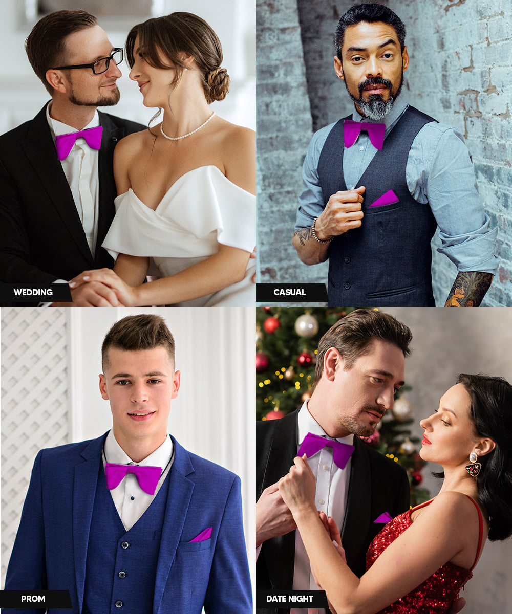 Vittorio Farina Men's Satin Teardrop Bow Tie &amp; Pocket Square in Gift Box