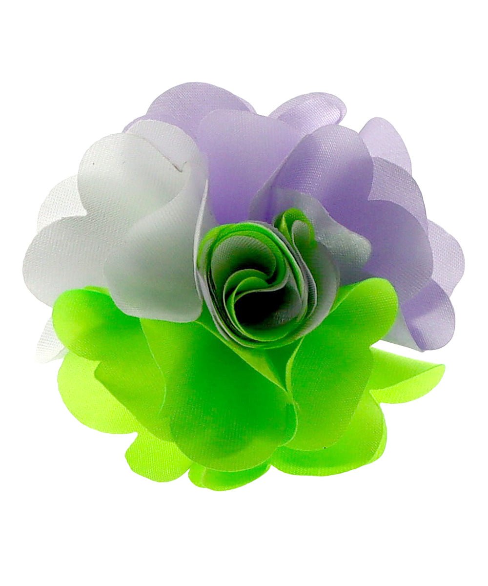Vittorio Vico Unisex Two Tone Satin Flower Lapel Pin - 304 - lavender - lime - white - Classy Cufflinks