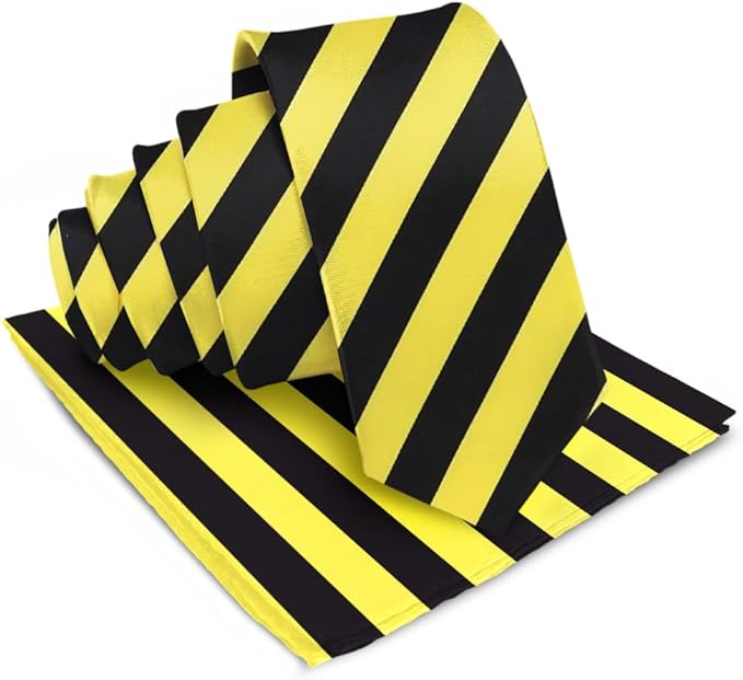 Vittorio Farina Men's Striped Satin Necktie &amp; Pocket Square