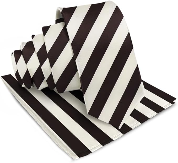 Vittorio Farina Men's Striped Satin Necktie &amp; Pocket Square