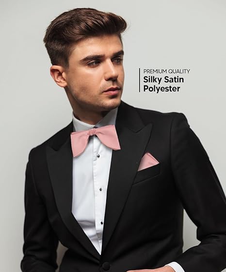 Vittorio Farina Men's Satin Teardrop Bow Tie &amp; Pocket Square in Gift Box