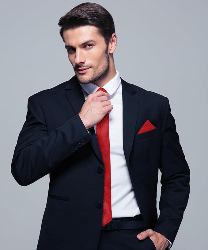 Vittorio Farina Men's Woven Paisley Necktie &amp; Pocket Square