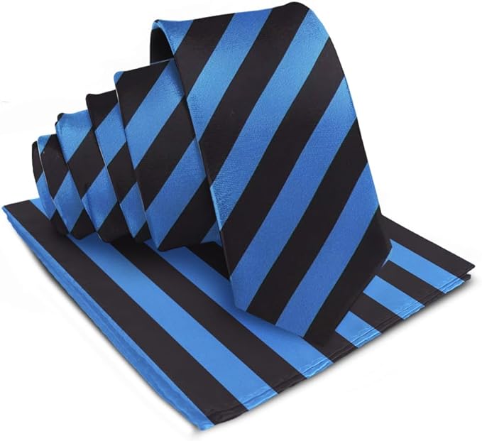 Vittorio Farina Men's Striped Satin Necktie &amp; Pocket Square