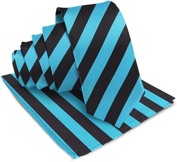 Vittorio Farina Men's Striped Satin Necktie &amp; Pocket Square