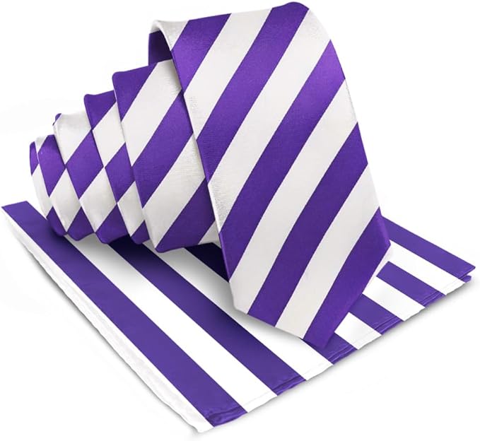 Vittorio Farina Men's Striped Satin Necktie &amp; Pocket Square