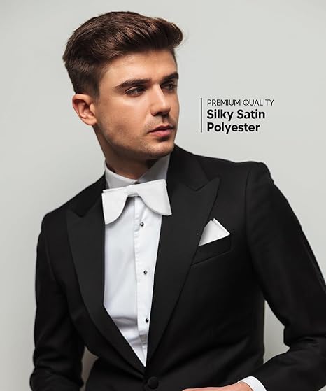 Vittorio Farina Men's Satin Teardrop Bow Tie &amp; Pocket Square in Gift Box