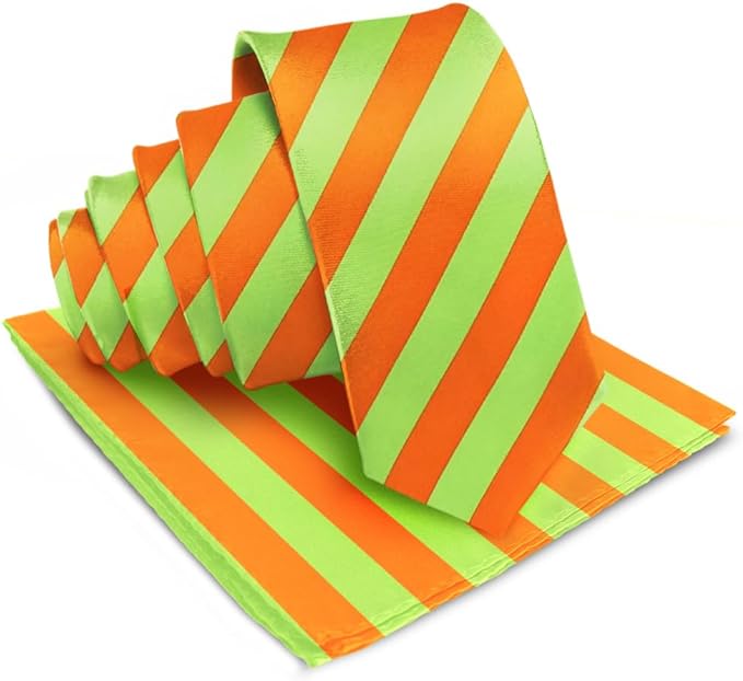 Vittorio Farina Men's Striped Satin Necktie &amp; Pocket Square