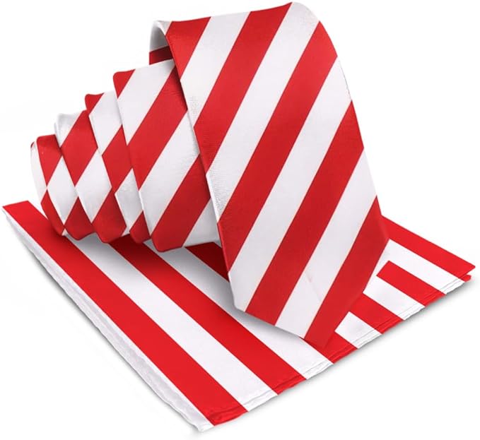 Vittorio Farina Men's Striped Satin Necktie &amp; Pocket Square