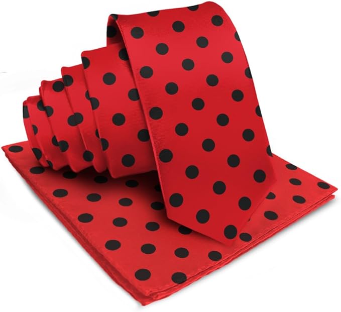 Vittorio Farina Men's Polka Dot Satin Necktie &amp; Pocket Square