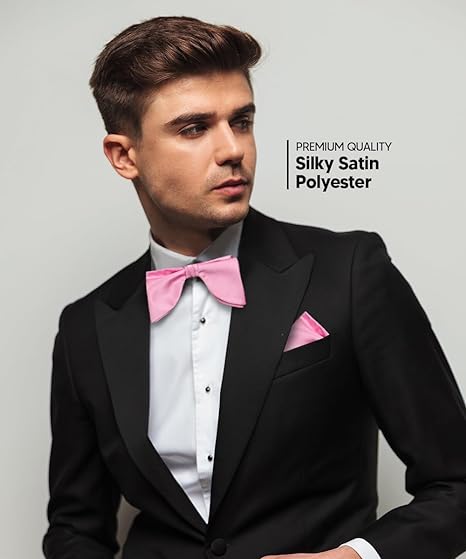 Vittorio Farina Men's Satin Teardrop Bow Tie &amp; Pocket Square in Gift Box