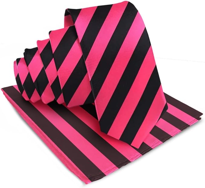 Vittorio Farina Men's Striped Satin Necktie &amp; Pocket Square