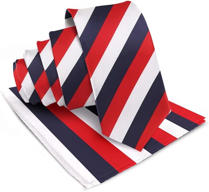 Vittorio Farina Men's Striped Satin Necktie &amp; Pocket Square