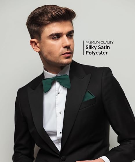 Vittorio Farina Men's Satin Teardrop Bow Tie &amp; Pocket Square in Gift Box