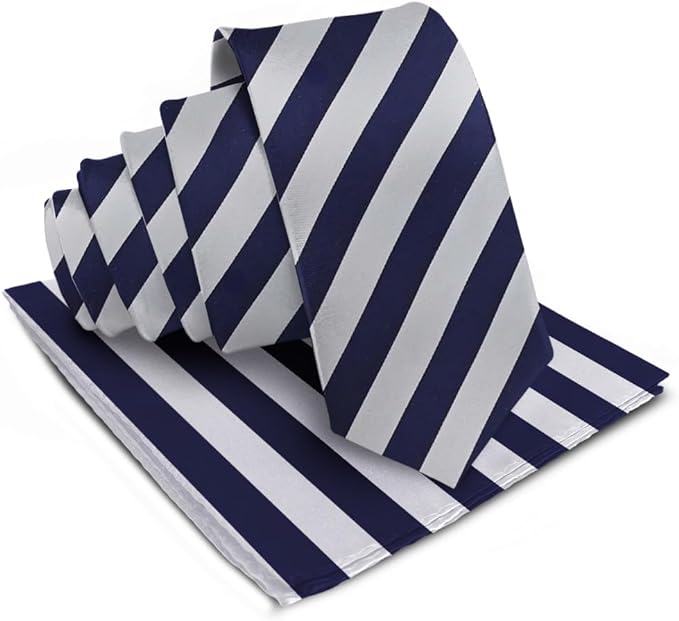 Vittorio Farina Men's Striped Satin Necktie &amp; Pocket Square