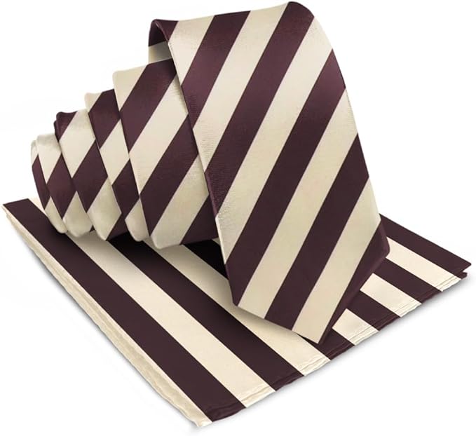 Vittorio Farina Men's Striped Satin Necktie &amp; Pocket Square