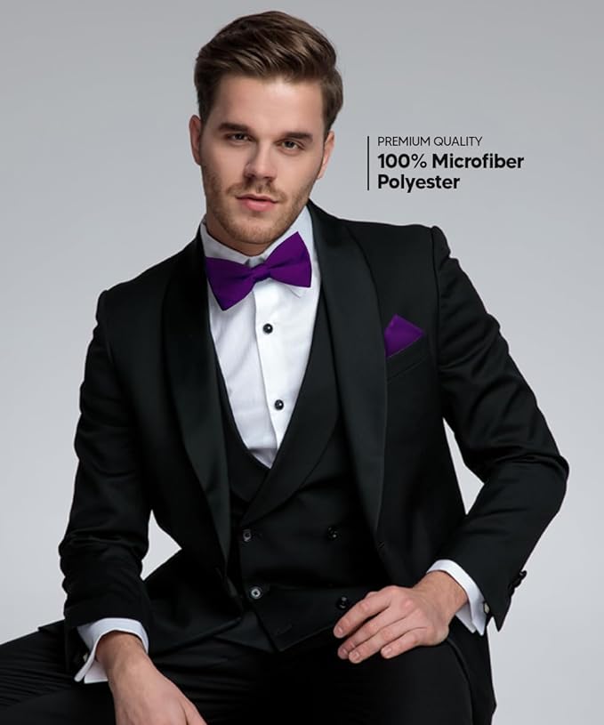 Vittorio Farina Men's Satin Bow Tie &amp; Pocket Square in Gift Box