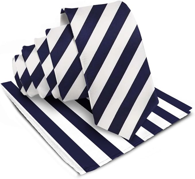 Vittorio Farina Men's Striped Satin Necktie &amp; Pocket Square