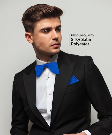 Vittorio Farina Men's Satin Teardrop Bow Tie &amp; Pocket Square in Gift Box