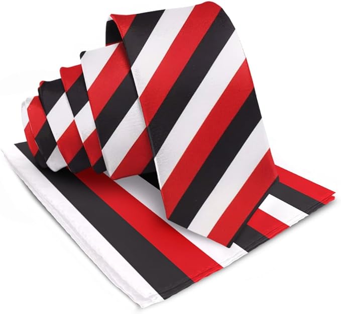 Vittorio Farina Men's Striped Satin Necktie &amp; Pocket Square