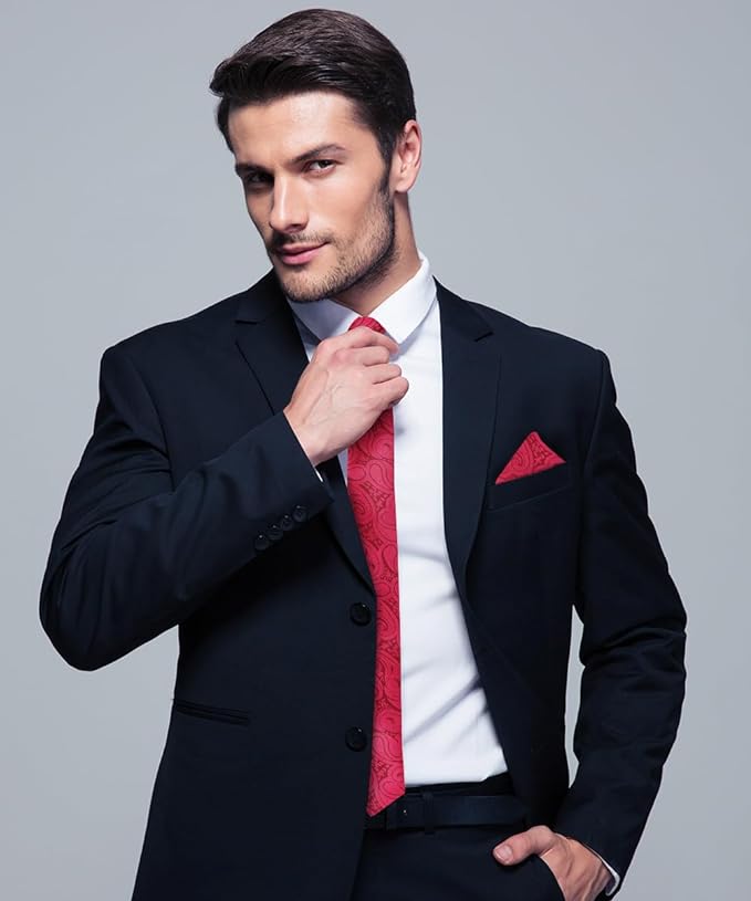 Vittorio Farina Men's Woven Paisley Necktie &amp; Pocket Square