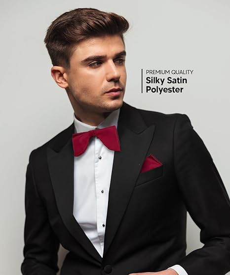 Vittorio Farina Men's Satin Teardrop Bow Tie &amp; Pocket Square in Gift Box