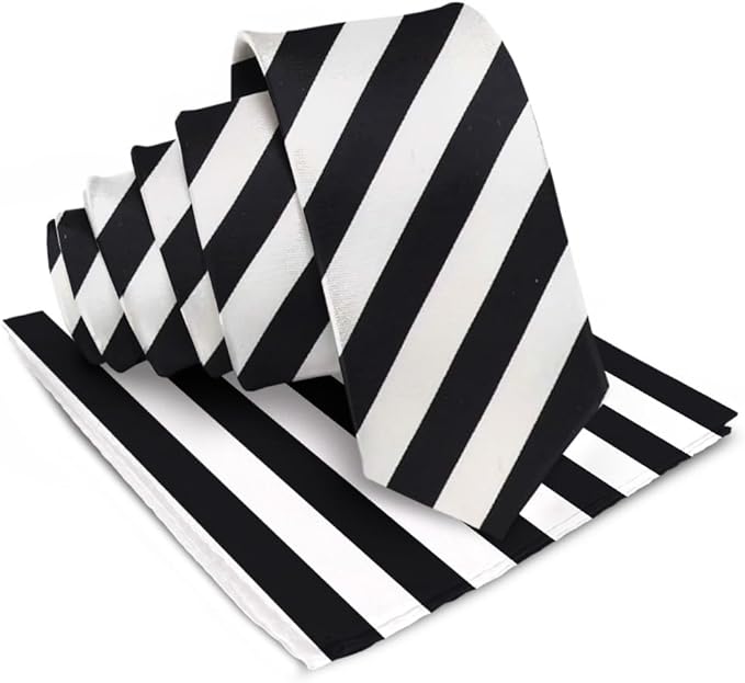 Vittorio Farina Men's Striped Satin Necktie &amp; Pocket Square