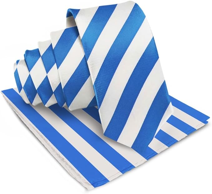 Vittorio Farina Men's Striped Satin Necktie &amp; Pocket Square