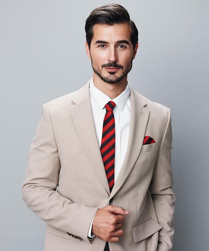 Vittorio Farina Men's Striped Satin Necktie &amp; Pocket Square