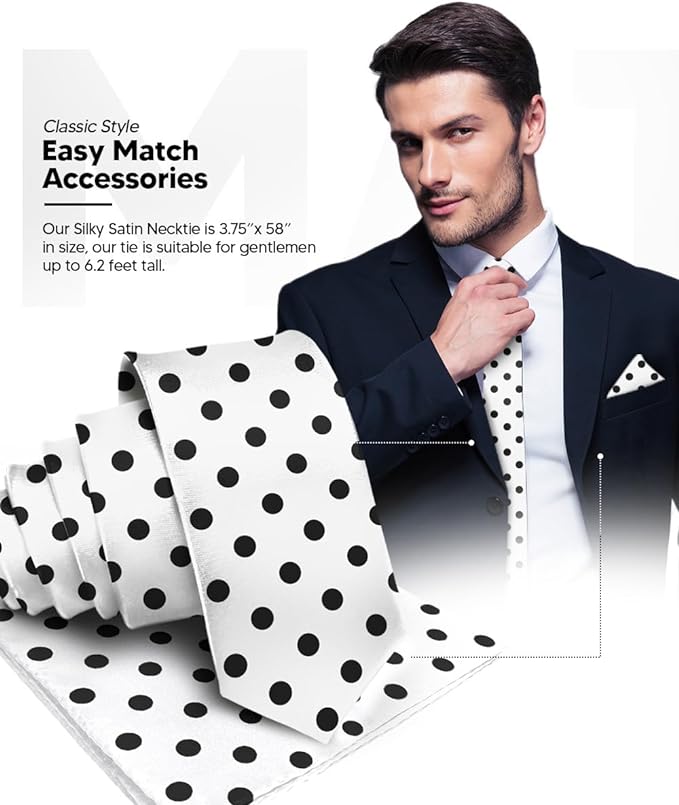 Vittorio Farina Men's Polka Dot Satin Necktie & Pocket Square