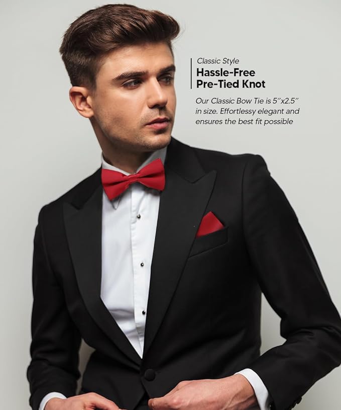 Vittorio Farina Men's Satin Bow Tie &amp; Pocket Square in Gift Box