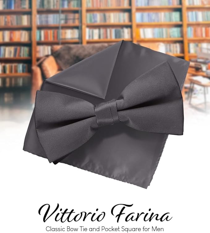 Vittorio Farina Men's Satin Bow Tie &amp; Pocket Square in Gift Box