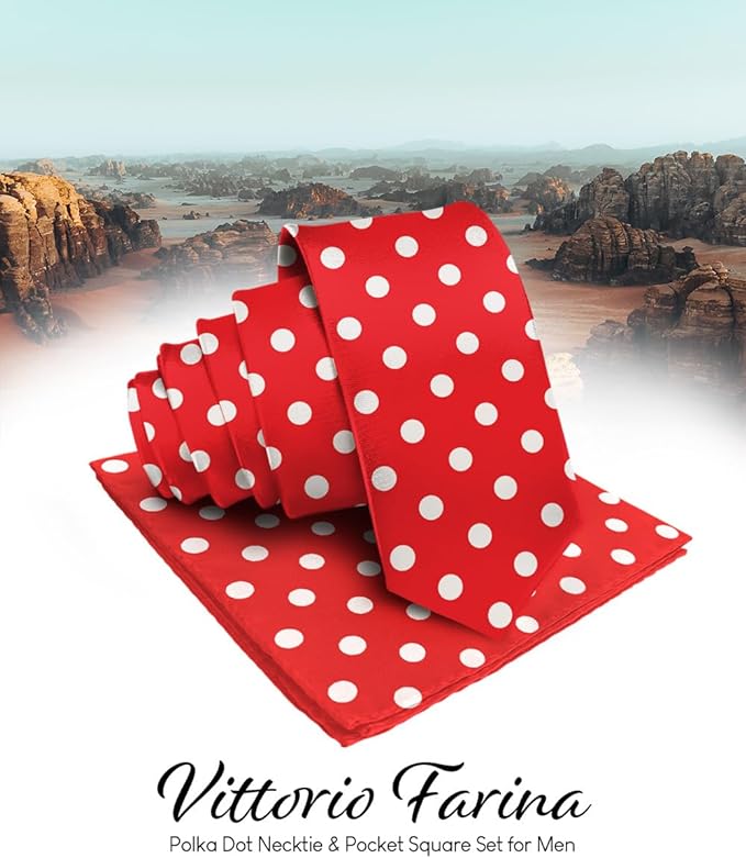 Vittorio Farina Men's Polka Dot Satin Necktie & Pocket Square