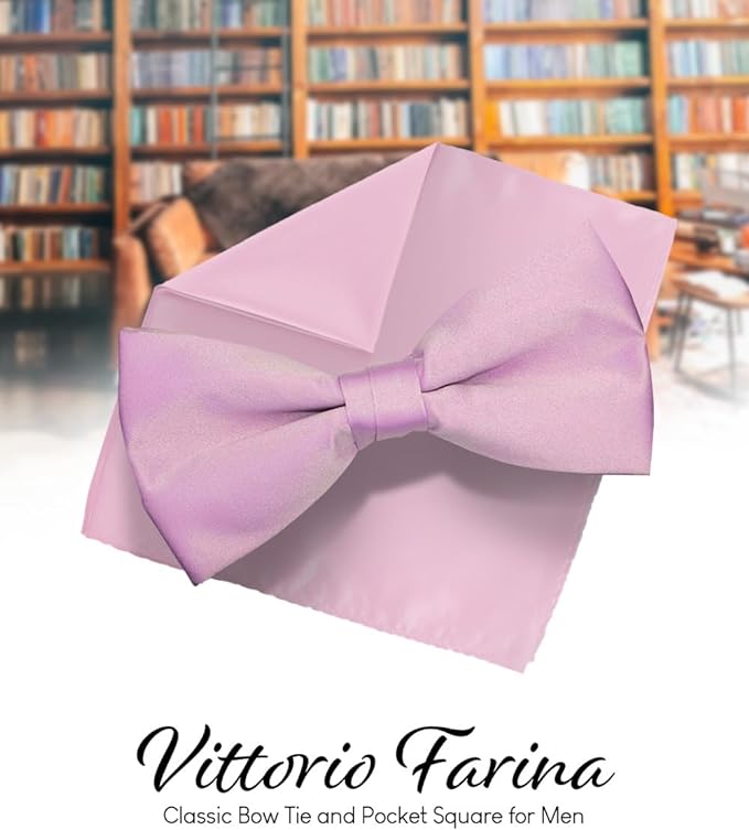 Vittorio Farina Men's Satin Bow Tie &amp; Pocket Square in Gift Box