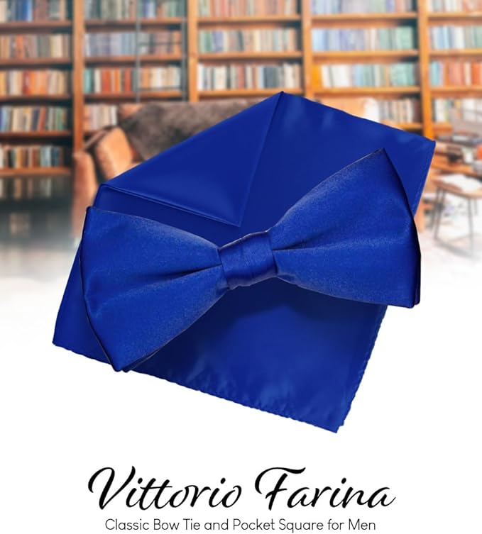 Vittorio Farina Men's Satin Bow Tie &amp; Pocket Square in Gift Box