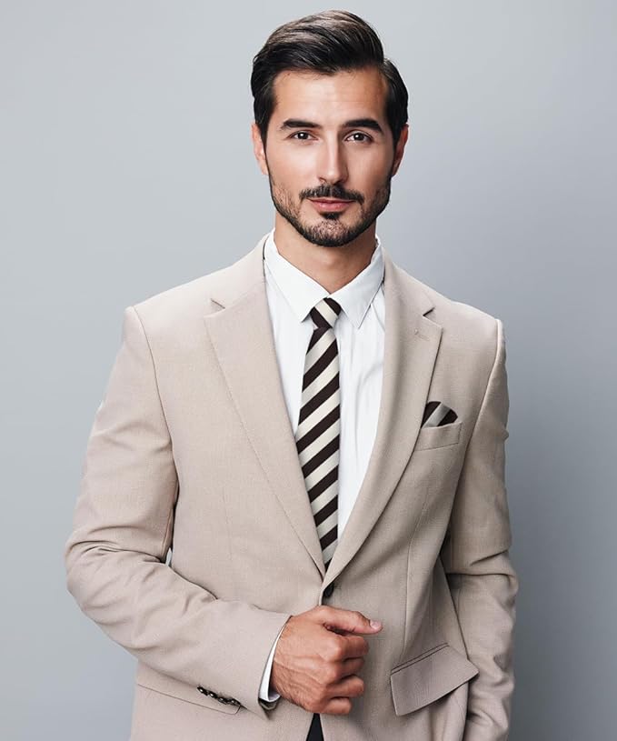 Vittorio Farina Men's Striped Satin Necktie &amp; Pocket Square