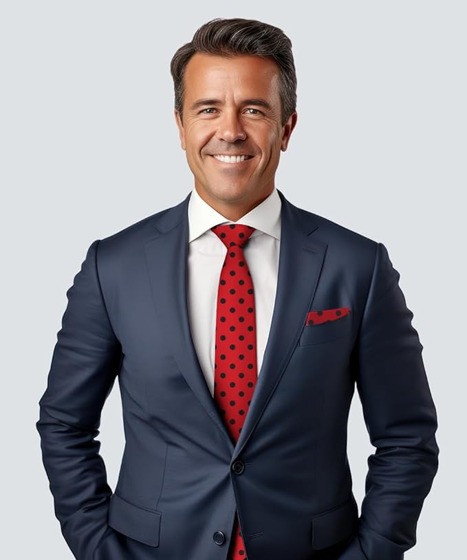 Vittorio Farina Men's Polka Dot Satin Necktie &amp; Pocket Square