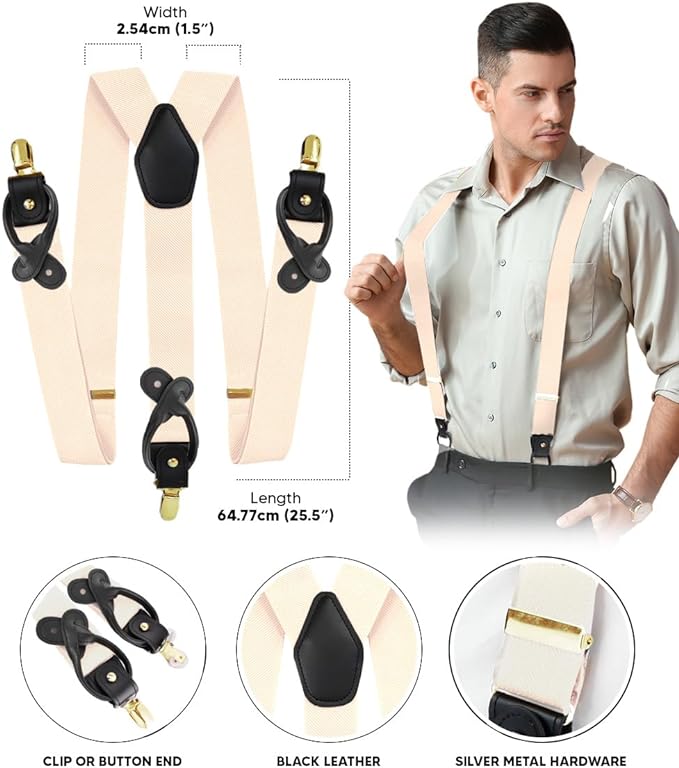 Vittorio Farina Men's Convertible Suspender in Gift Box: 70% Polyester &amp; 30% Elastomer