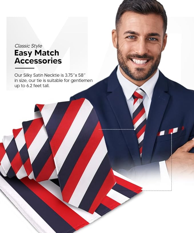 Vittorio Farina Men's Striped Satin Necktie &amp; Pocket Square