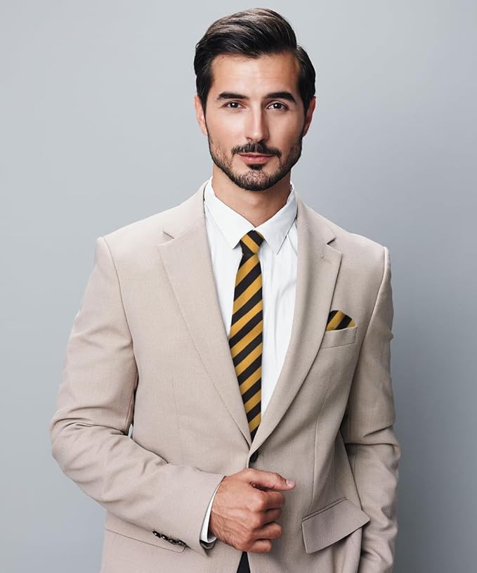 Vittorio Farina Men's Striped Satin Necktie &amp; Pocket Square