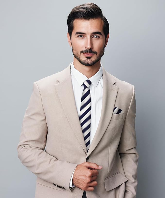 Vittorio Farina Men's Striped Satin Necktie &amp; Pocket Square