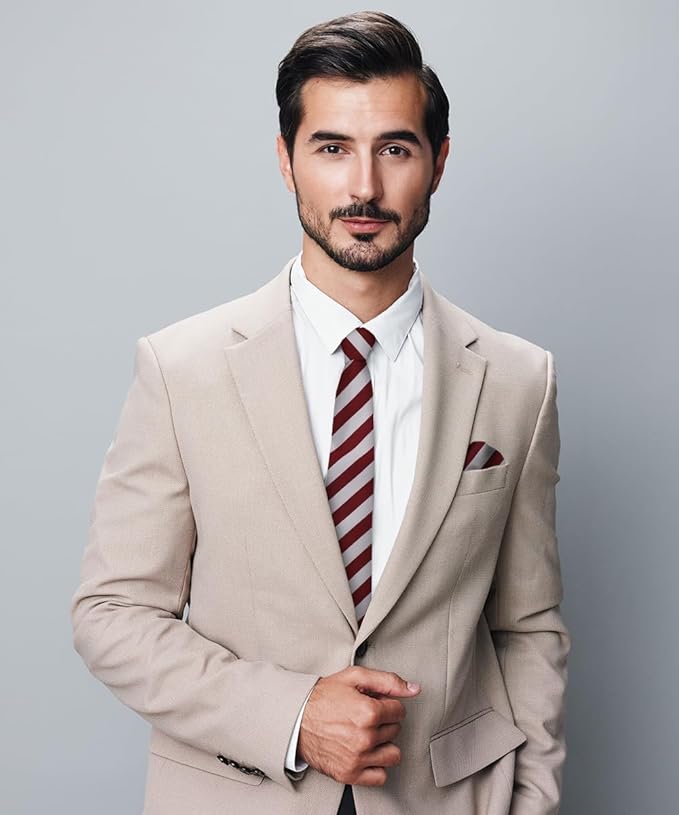 Vittorio Farina Men's Striped Satin Necktie &amp; Pocket Square