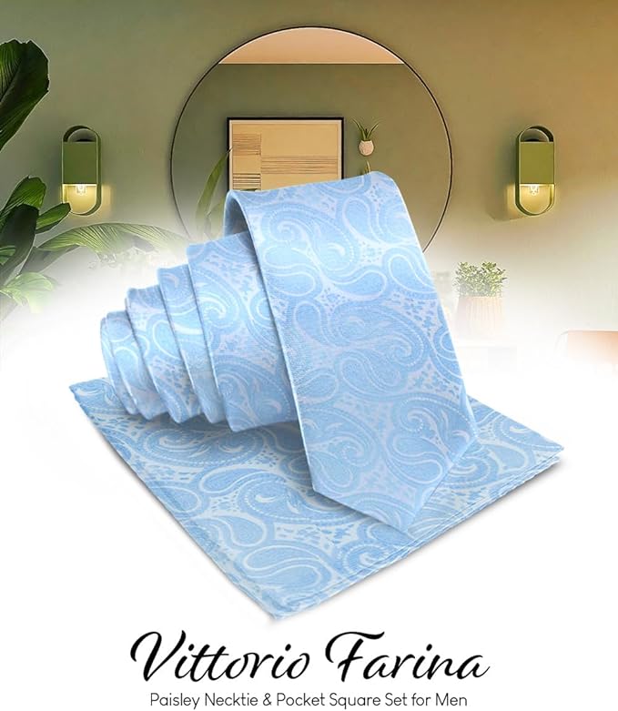 Vittorio Farina Men's Woven Paisley Necktie &amp; Pocket Square