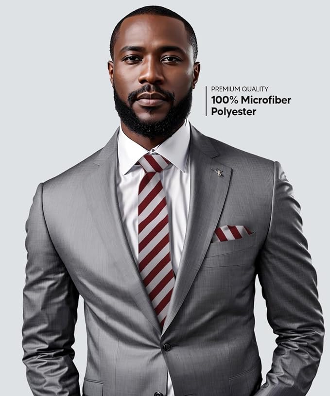 Vittorio Farina Men's Striped Satin Necktie &amp; Pocket Square