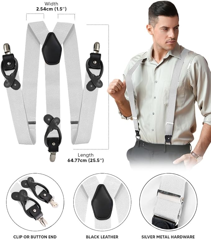 Vittorio Farina Men's Convertible Suspender in Gift Box: 70% Polyester &amp; 30% Elastomer