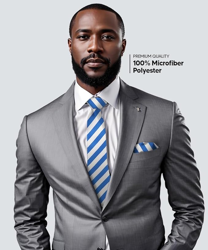 Vittorio Farina Men's Striped Satin Necktie &amp; Pocket Square